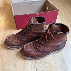 Red Wing Shoes Brown Leather Moc Toe Lace-Up Boots